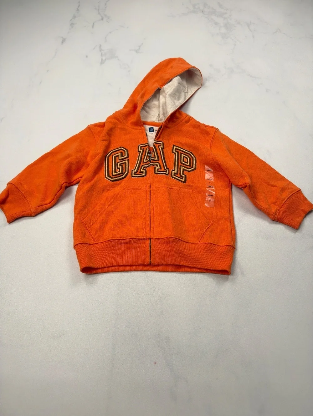 Baby Gap Hoodie Orange Logo Zip-Up Vintage - Boys 2 Years